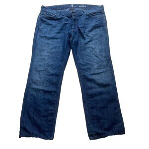 7 For All Mankind Standard Men’s Blue Cotton Linen Straight Leg Jeans – Size 38